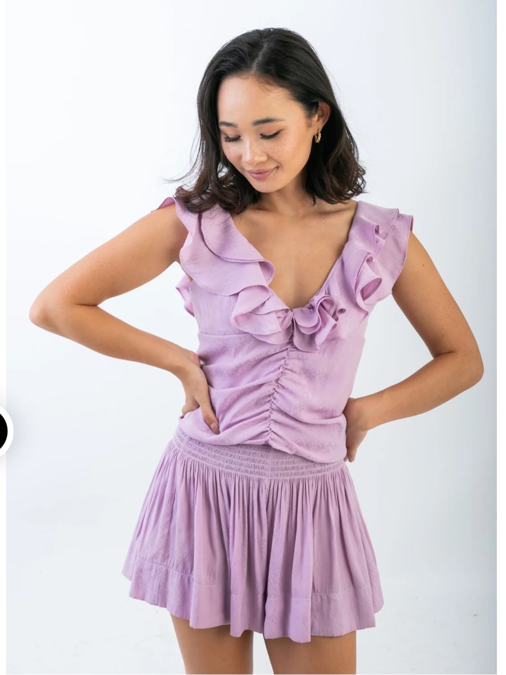 KOCH Lilac Python Ruffle Cinch Crop Top M